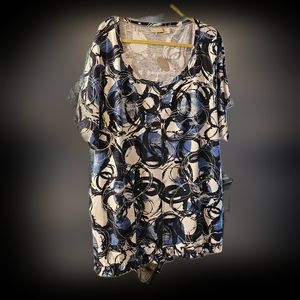 NWT Plus Size Tunic Shirt Brushed Circle Blue Fabric